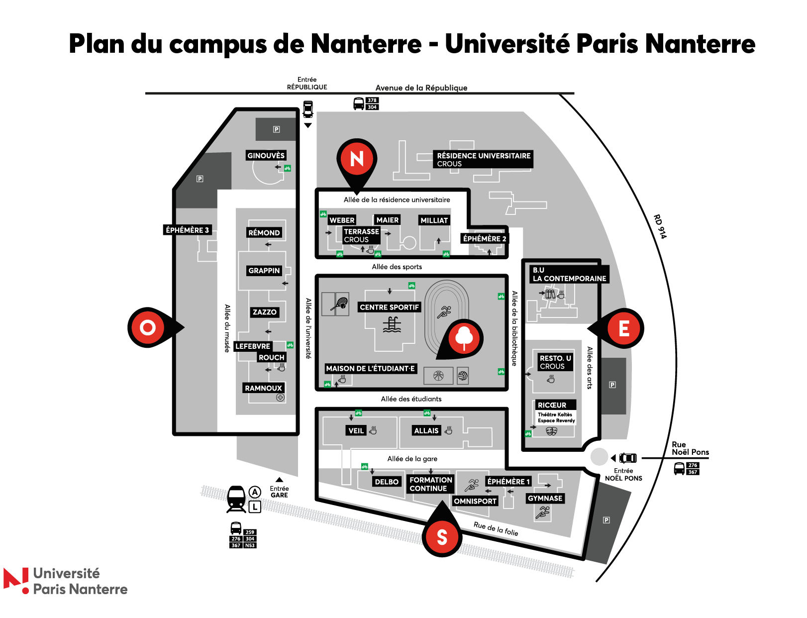 Plan du campus - Université Paris Nanterre - Portail institutionnel